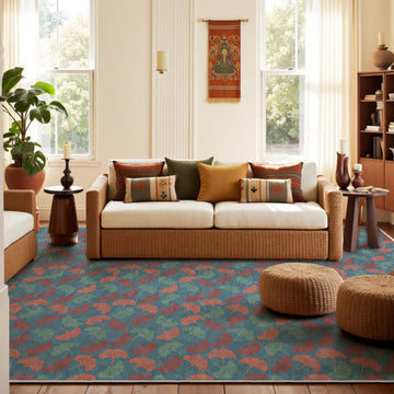Tappeto antiscivolo pieghevole rustico con foglie di ginkgo - 61" x 96" - image 0