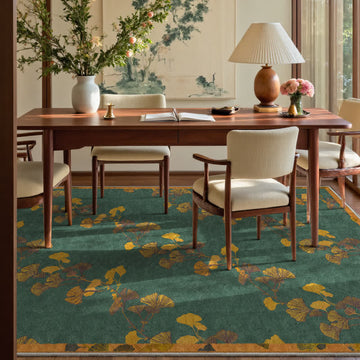 Tappeto pieghevole antiscivolo con foglie di ginkgo pastorale - 61" x 96" - image 0