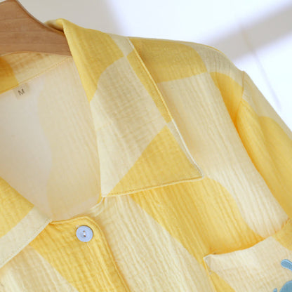 Pigiama in cotone a quadri con tasca per gatto - image 6