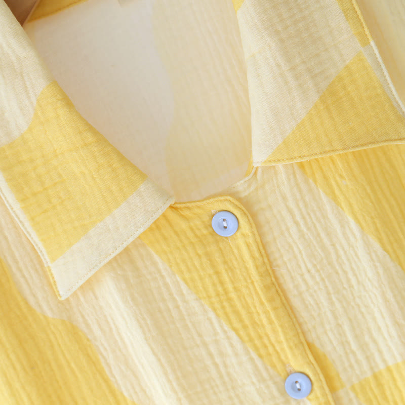 Pigiama in cotone a quadri con tasca per gatto - image 8