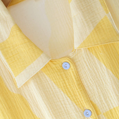 Pigiama in cotone a quadri con tasca per gatto - image 8