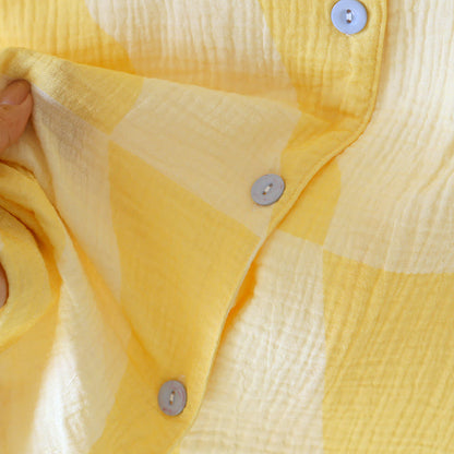 Pigiama in cotone a quadri con tasca per gatto - image 9