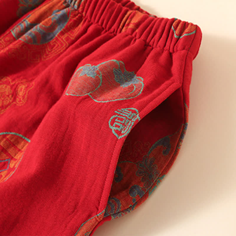 Completo da notte in cotone con zucca e cachi di buon auspicio - image 3