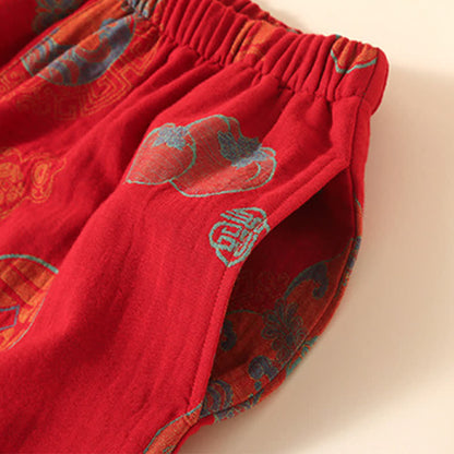 Completo da notte in cotone con zucca e cachi di buon auspicio - image 3