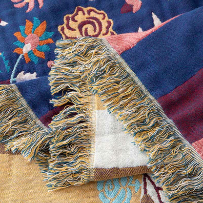 Trapunta rustica in garza di cotone floreale blu - image 4