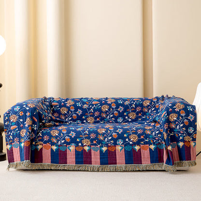 Trapunta rustica in garza di cotone floreale blu - image 2