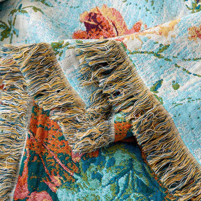 Trapunta in garza di cotone con nappa di rosa dipinta - image 3