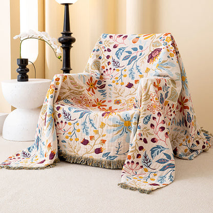 Trapunta in garza di cotone con nappe floreali Cottage - image 1