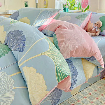 Biancheria da letto in puro cotone con foglie di ginkgo fresche - Set di biancheria da letto - Matrimoniale Grande - image 0
