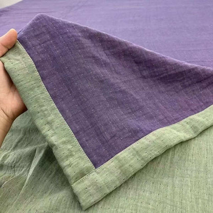 Biancheria da letto minimalista in garza di cotone reversibile - Viola e verde - Lenzuolo - Matrimoniale Grande - image 5