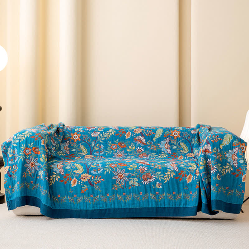 Elegante trapunta reversibile in garza di cotone floreale - image 3