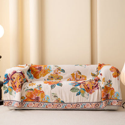 Lussuosa trapunta reversibile in cotone con fiori in fiore - image 3