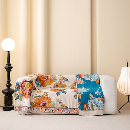 Lussuosa trapunta reversibile in cotone con fiori in fiore - image 4