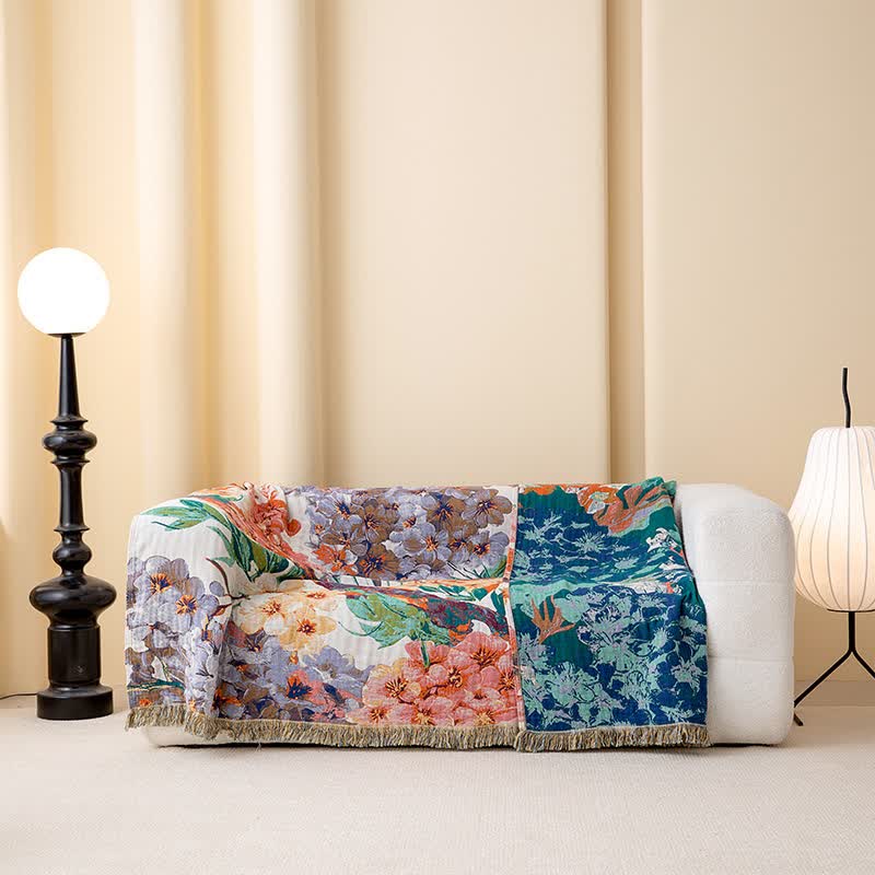 Trapunta reversibile in garza di cotone Dreamy Flower - image 4