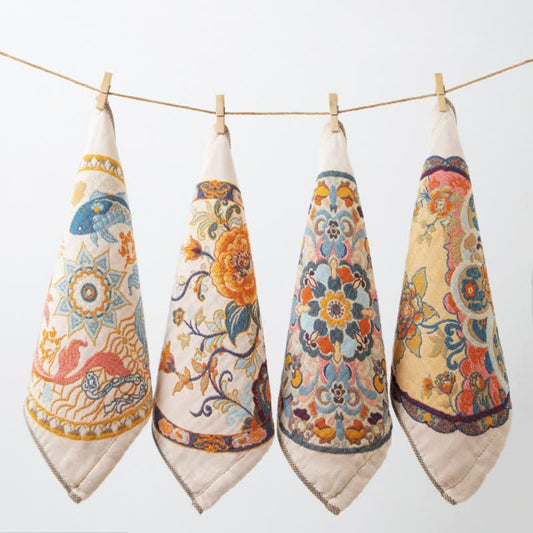 Asciugamano assorbente da cucina in cotone con motivo floreale vintage - Set di 4 - image 0