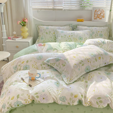 Set di biancheria da letto in cotone con motivi floreali e botanici freschi - Set di biancheria da letto - Matrimoniale Grande - image 0