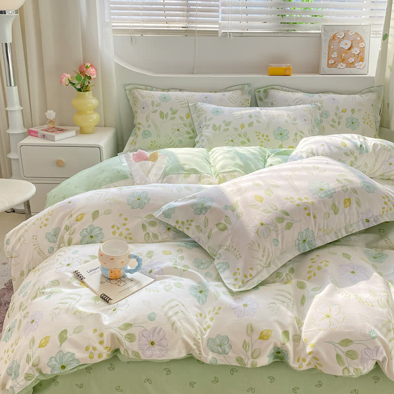 Set di biancheria da letto in cotone con motivi floreali e botanici freschi - Set di biancheria da letto - Matrimoniale Grande - image 0