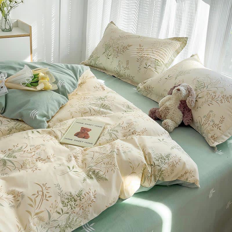 Set di biancheria da letto in cotone con stampa di foglie botaniche - image 4