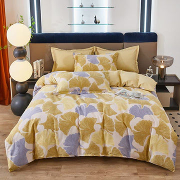 Set di biancheria da letto reversibile ispirato alle foglie di ginkgo (4 pezzi) - Matrimoniale Grande - image 0