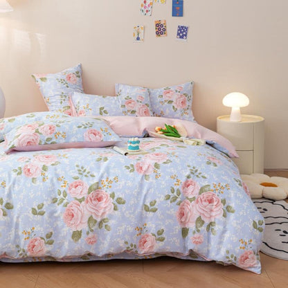 Elegante set di biancheria da letto in cotone rosa (4 pezzi) - image 1