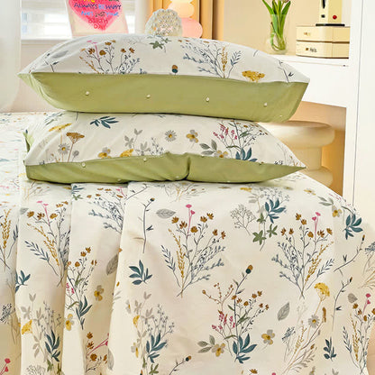 Delicato set di biancheria da letto in cotone con stampa a foglie - image 3