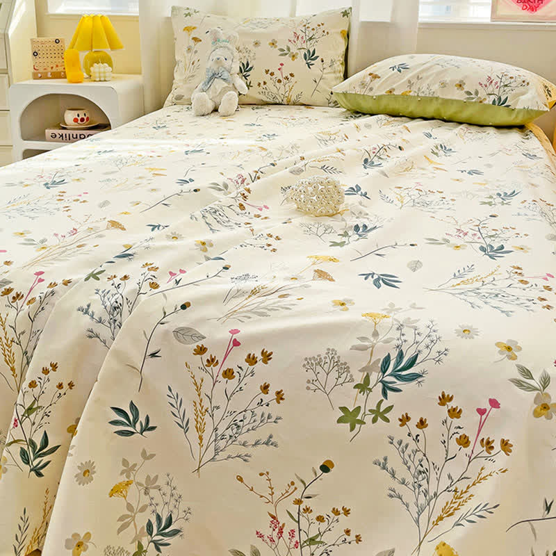 Delicato set di biancheria da letto in cotone con stampa a foglie - image 5