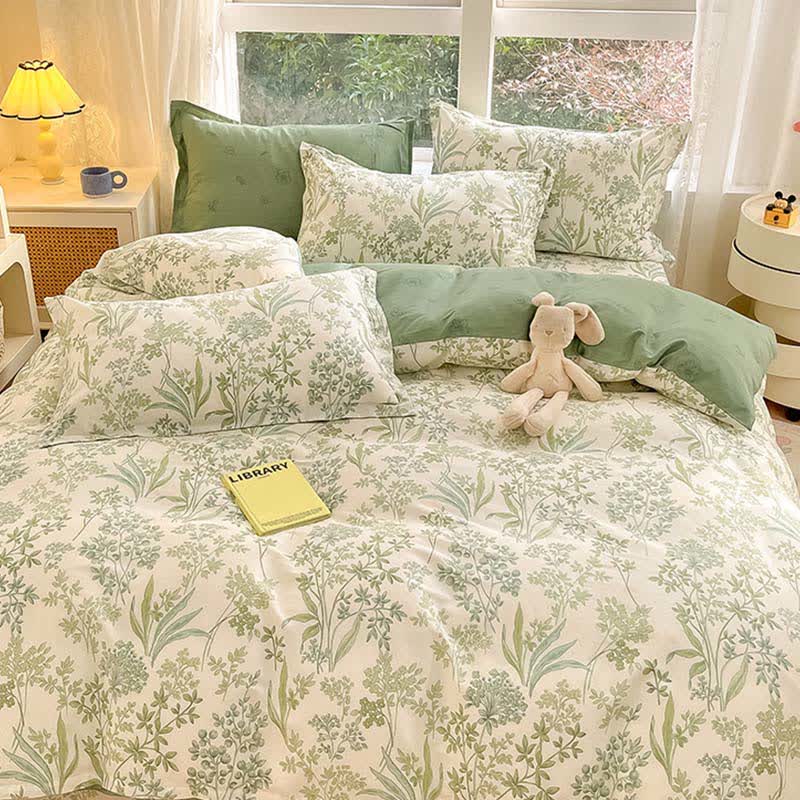 Set di biancheria da letto in cotone biologico con foglie botaniche (4 pezzi) - image 2
