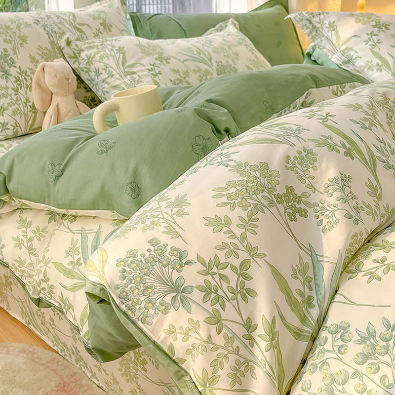 Set di biancheria da letto in cotone biologico con foglie botaniche (4 pezzi) - image 3