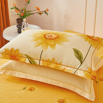Set di biancheria da letto reversibile in cotone spazzolato con motivo girasole (4 pezzi) - image 6