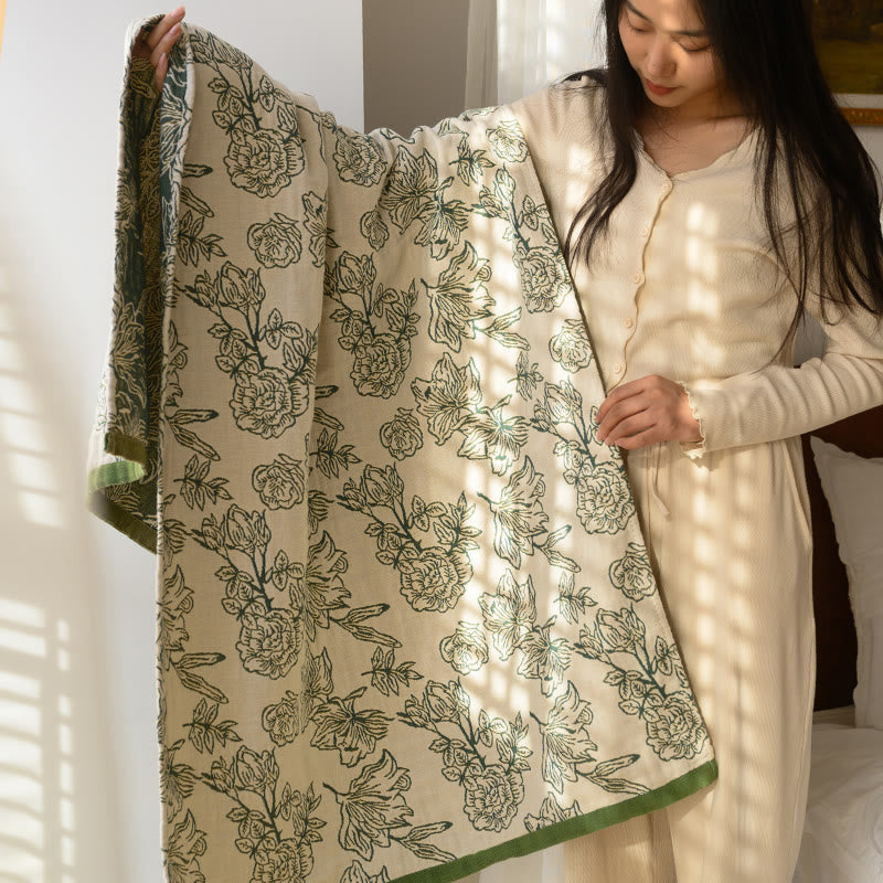 Asciugamano da bagno in garza di cotone jacquard Peony - image 3