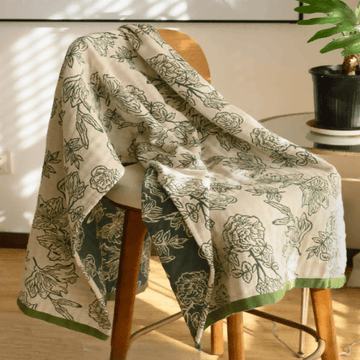 Asciugamano da bagno in garza di cotone jacquard Peony - Verde - 80cm x 160cm - image 0