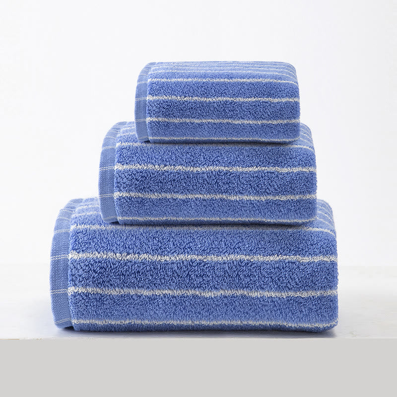 Set di morbidi asciugamani da bagno in puro cotone - Blu - Set da 3 pezzi - 34 cm x 34 cm+34 cm x 74 cm+70 cm x 140cm - image 7