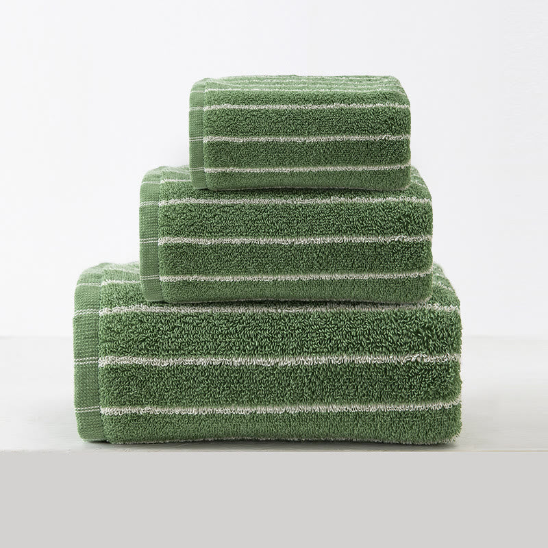 Set di asciugamani da bagno morbidi in puro cotone (confezione da 3) - Verde - Set da 3 pezzi - 34 cm x 34 cm+34 cm x 74 cm+70 cm x 140cm - image 9
