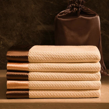 Set di asciugamani da bagno in raso con trama a nido d'ape (confezione da 2) - image 0
