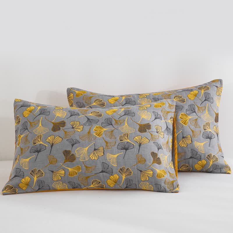 Trapunta in cotone biologico Ginkgo Biloba - Grigio - 2 federe - 51cm x 91cm - image 47