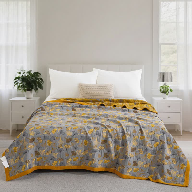 Trapunta in cotone biologico Ginkgo Biloba - Grigio - Trapunta - Matrimoniale Extra Lungo - image 43