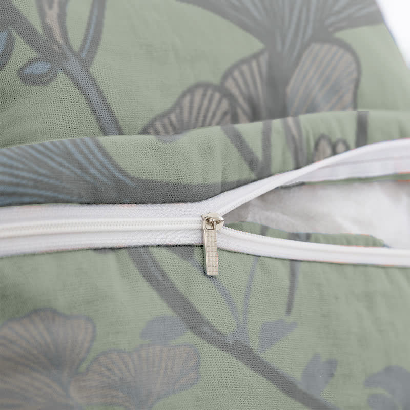 Federe quadrate in jacquard di cotone con foglie di ginkgo (2 pezzi) - image 3