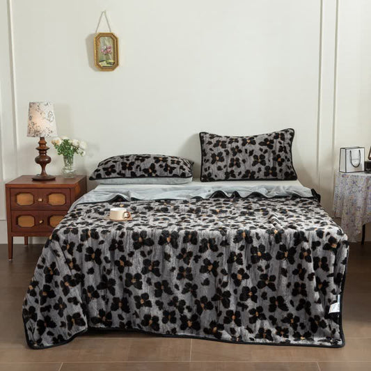 Coperta con lenzuolo con angoli in peluche Art Butterfly - Grigio - 2 federe - 48cm x 74cm - image 0