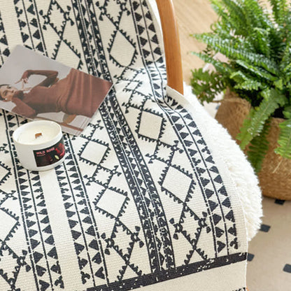 Tappetino in cotone e lino con nappe geometriche - image 6