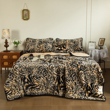 Coperta con lenzuolo con angoli in peluche con stampa leopardata - 2 federe - 48cm x 74cm - image 0