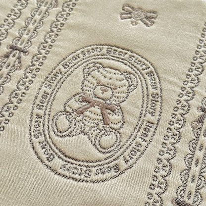 Trapunta in mussola di cotone a righe floreali con orsetto - image 6