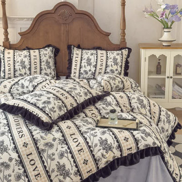 Set di biancheria da letto caldo in peluche con volant floreali - Matrimoniale Grande - image 0