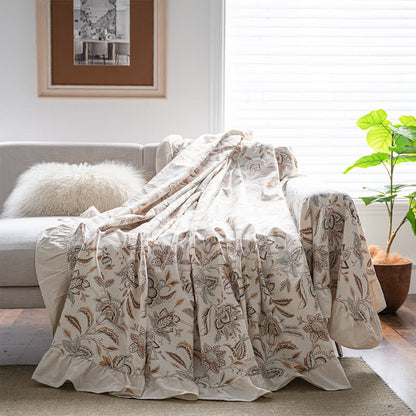 Coperta da divano con volant e fiori vintage - image 1