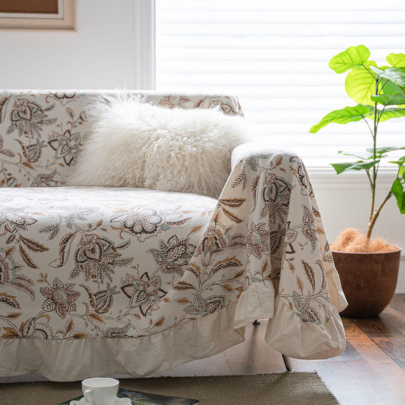 Coperta da divano con volant e fiori vintage - image 4