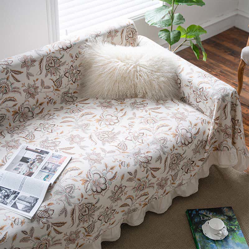 Coperta da divano con volant e fiori vintage - image 5