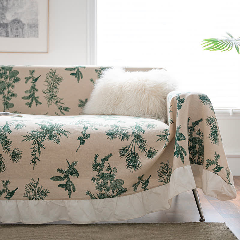 Coperta da divano con volant in pino verde - image 3