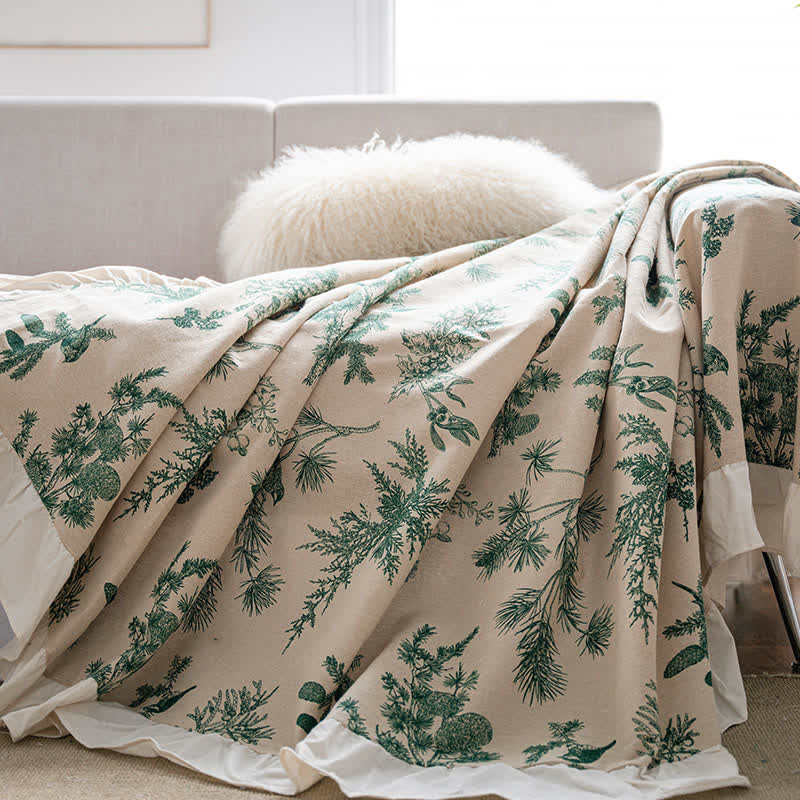 Coperta da divano con volant in pino verde - image 1