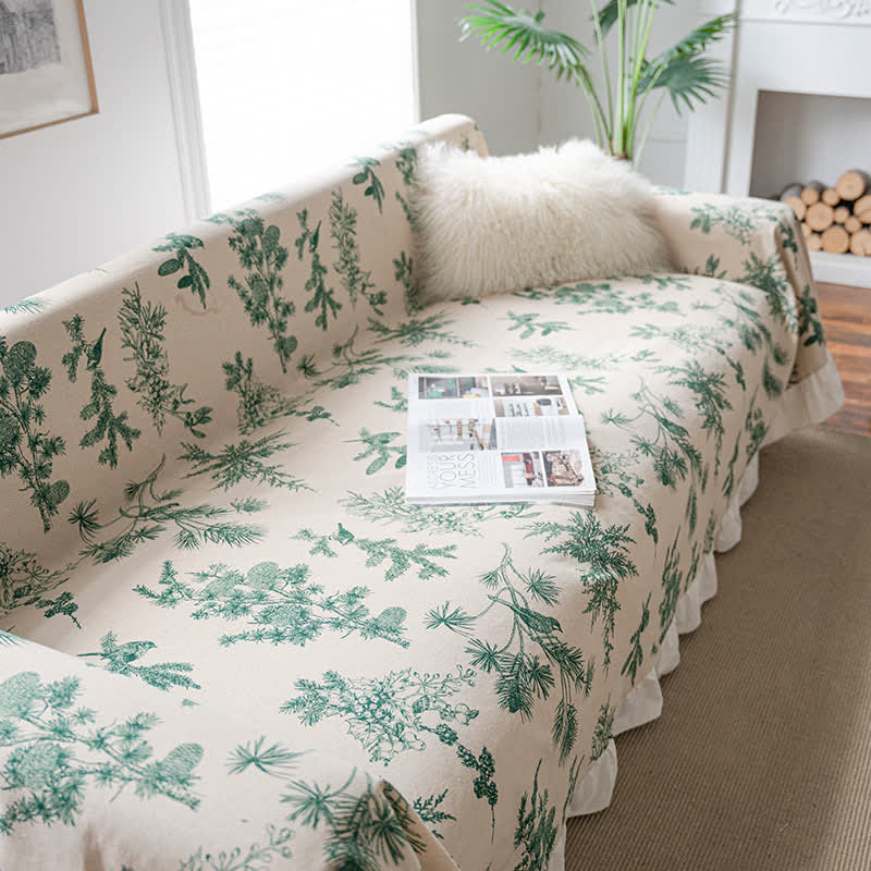 Coperta da divano con volant in pino verde - image 2