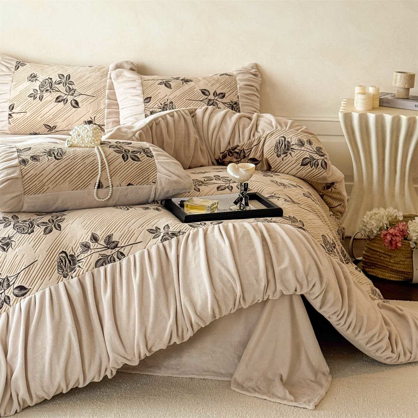 Set di biancheria da letto caldo e soffice con rosa romantica - Matrimoniale Grande - image 0