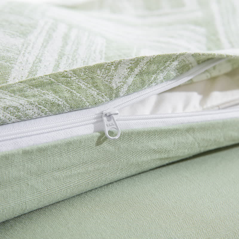 Set copripiumino in cotone a spina di pesce verde (3 pezzi) - image 6